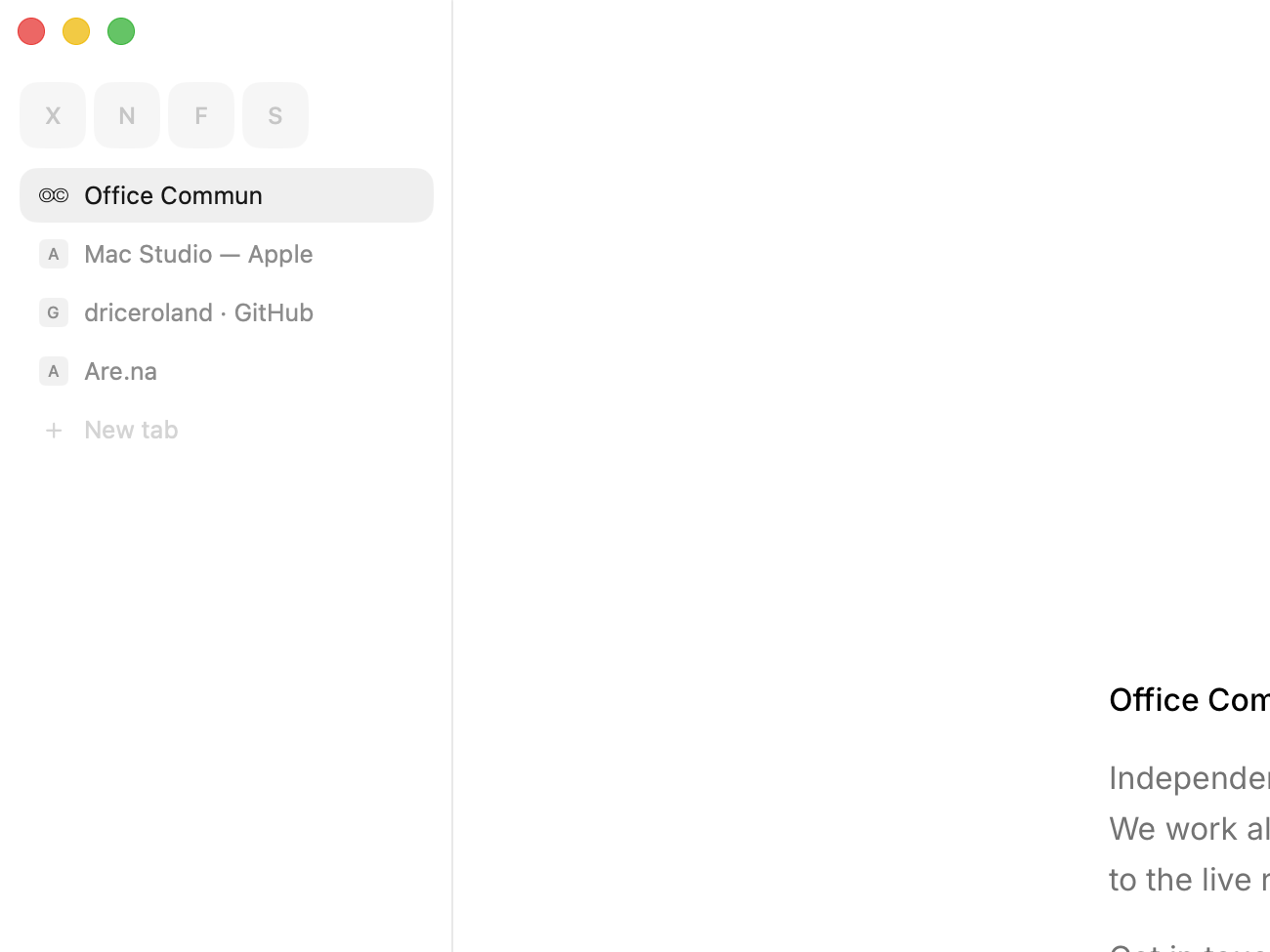 The top-left corner of Search with the sidebar